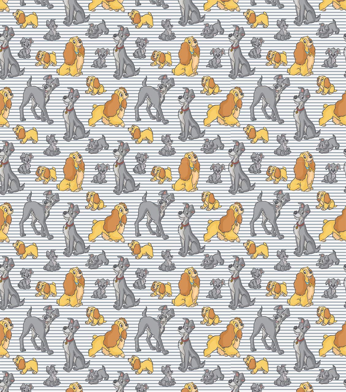 Disney Lady and The Tramp Love Over Time Packed Cotton Fabric